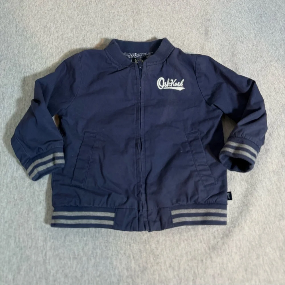 OshKosh B’gosh Baby‎ Boy Navy Poplin Logo Bomber Jacket 18M 👶🧥